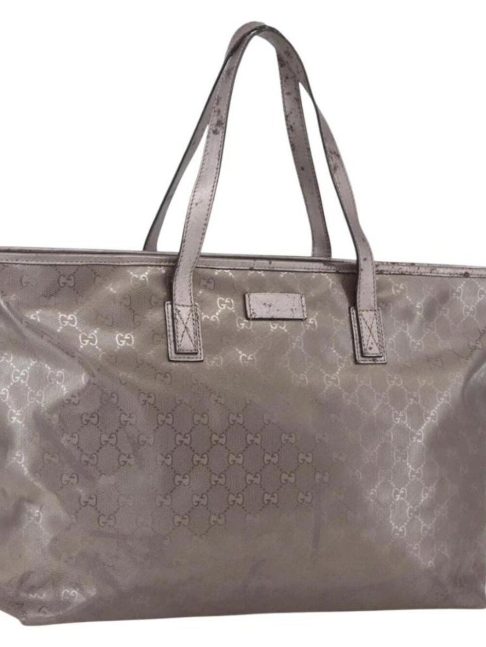 GUCCI GG Implementation Tote Bag Gray Silver 231120 Auth BA10239
